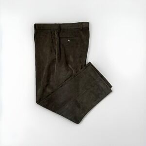 Enro Classic Flat Front dark Brown Green Corduroy Pants size 36 x 30